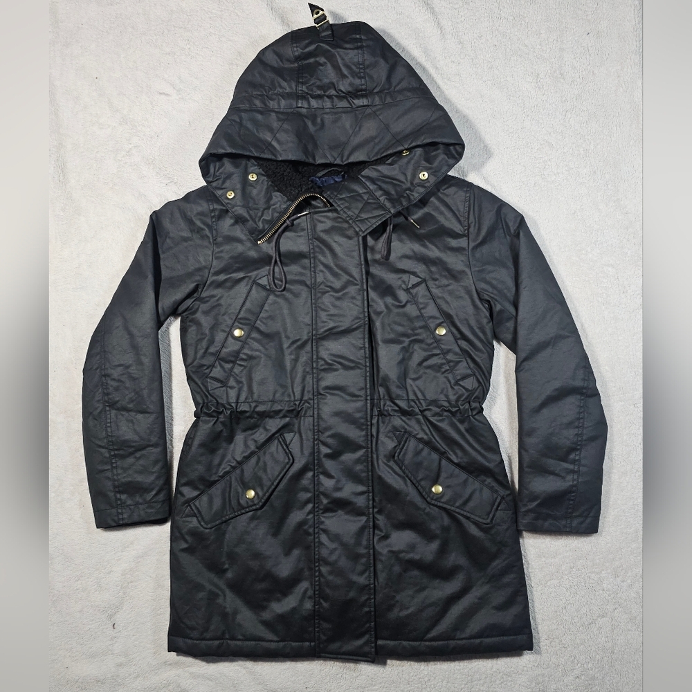 J. Crew Black Utility Hooded Jacket